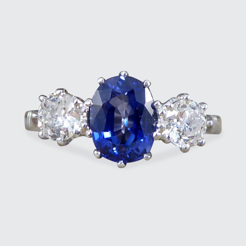 1.50ct Sapphire and Diamond Three Stone Ring