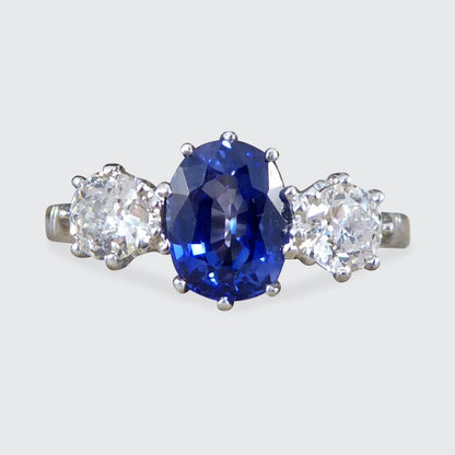 1.50ct Sapphire and Diamond Three Stone Ring