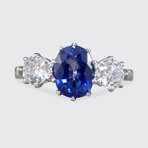 1.50ct Sapphire and Diamond Three Stone Ring