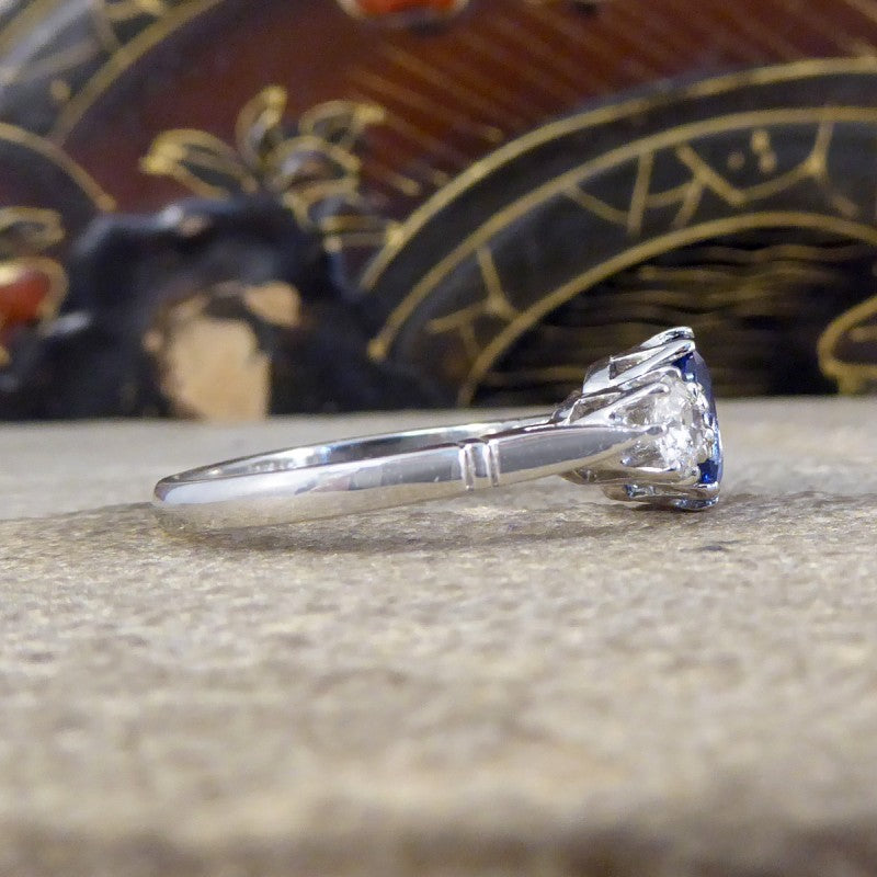 1.50ct Sapphire and Diamond Three Stone Ring