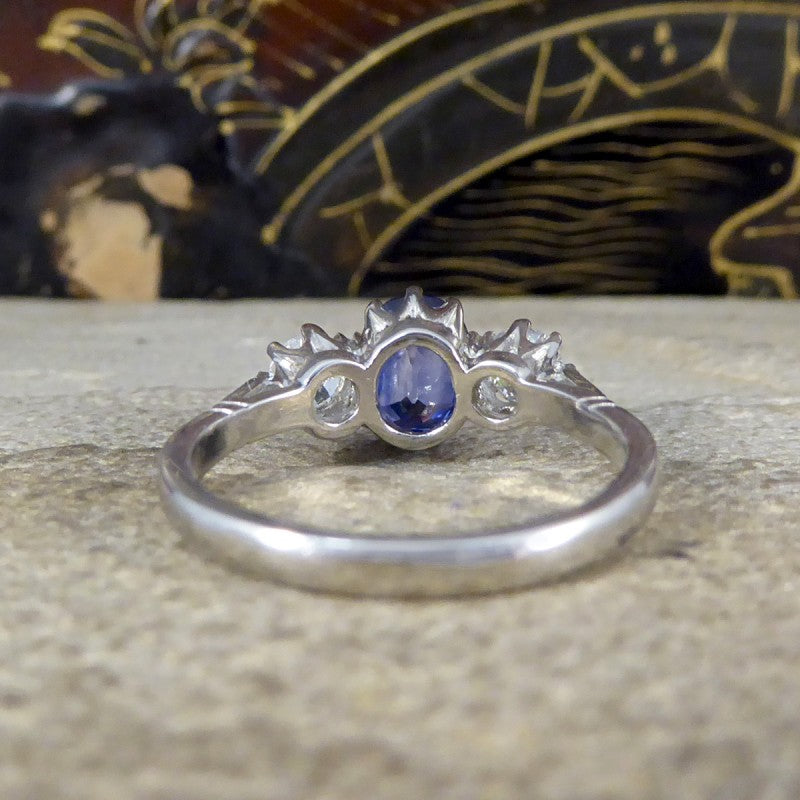1.50ct Sapphire and Diamond Three Stone Ring