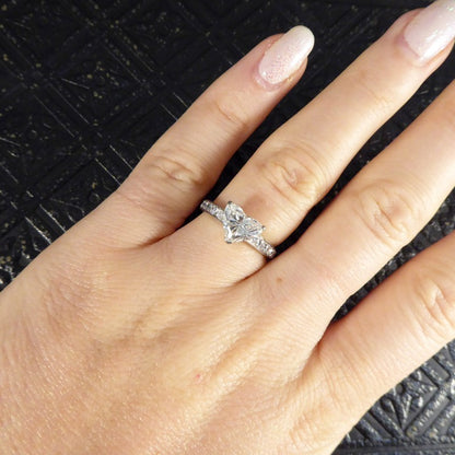 1.51ct Heart Cut Diamond Ring with Diamond Set Shoulders