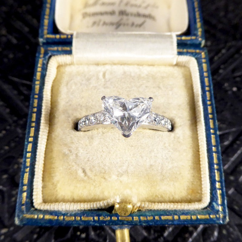 1.51ct Heart Cut Diamond Ring with Diamond Set Shoulders