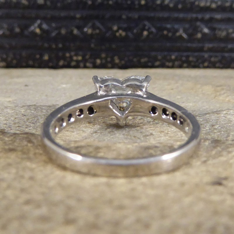1.51ct Heart Cut Diamond Ring with Diamond Set Shoulders