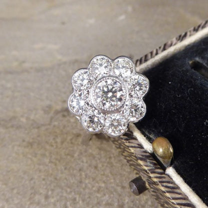 1.60ct Diamond Daisy Cluster Platinum Ring