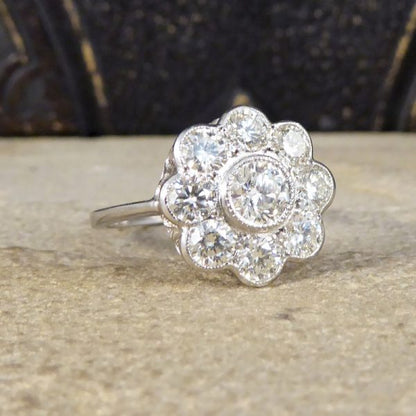 1.60ct Diamond Daisy Cluster Platinum Ring