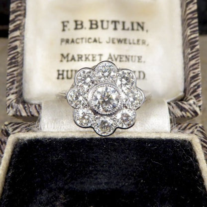 1.60ct Diamond Daisy Cluster Platinum Ring