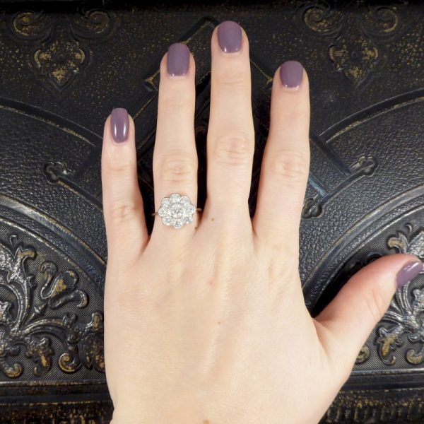 1.60ct Diamond Daisy Cluster Platinum Ring
