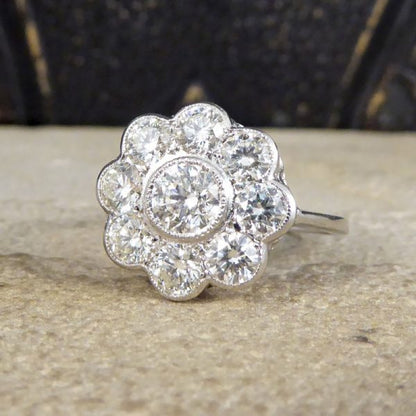 1.60ct Diamond Daisy Cluster Platinum Ring