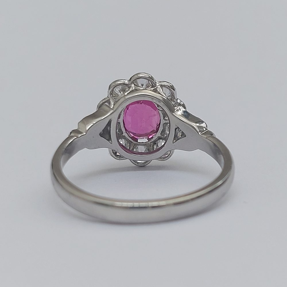 1.60ct Pink Sapphire and Diamond Cluster Engagement Ring