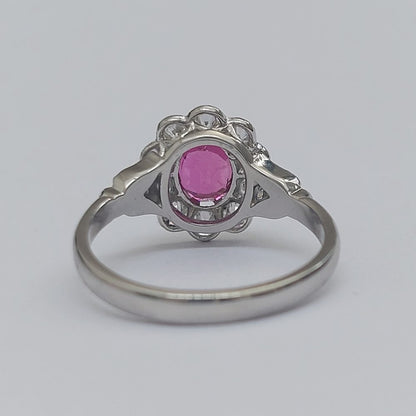1.60ct Pink Sapphire and Diamond Cluster Engagement Ring