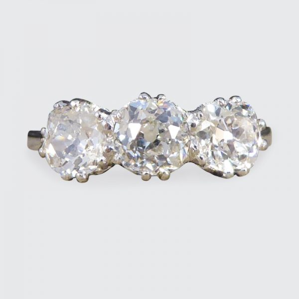 1.70ct Old Cut Diamond Three Stone Ring
