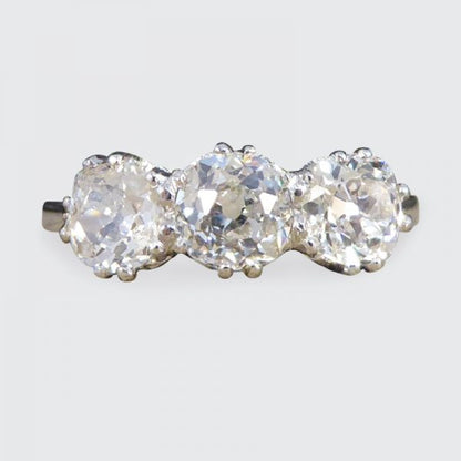 1.70ct Old Cut Diamond Three Stone Ring