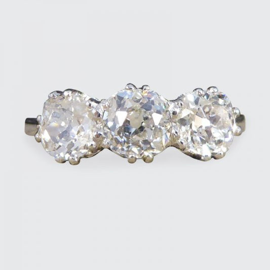 1.70ct Old Cut Diamond Three Stone Ring