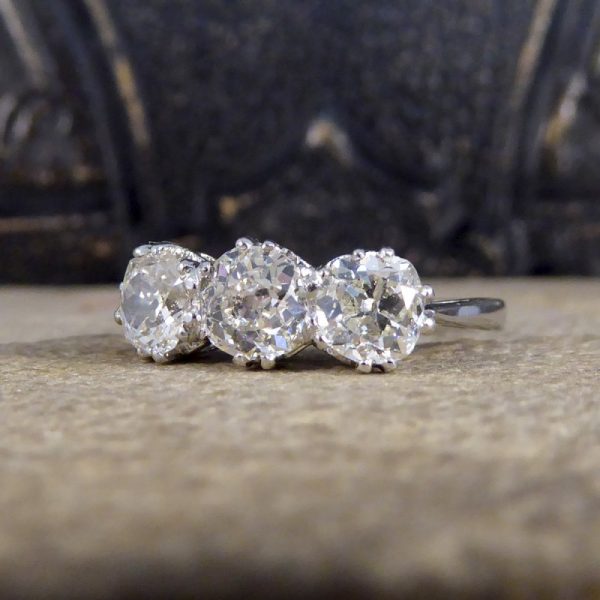 1.70ct Old Cut Diamond Three Stone Ring