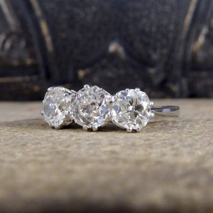 1.70ct Old Cut Diamond Three Stone Ring