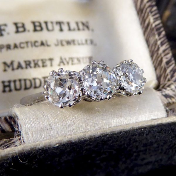 1.70ct Old Cut Diamond Three Stone Ring