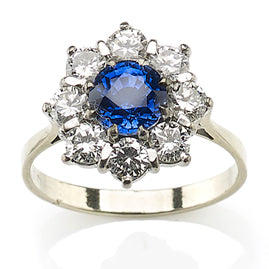 1.70ct Sapphire And Diamond Cluster Ring