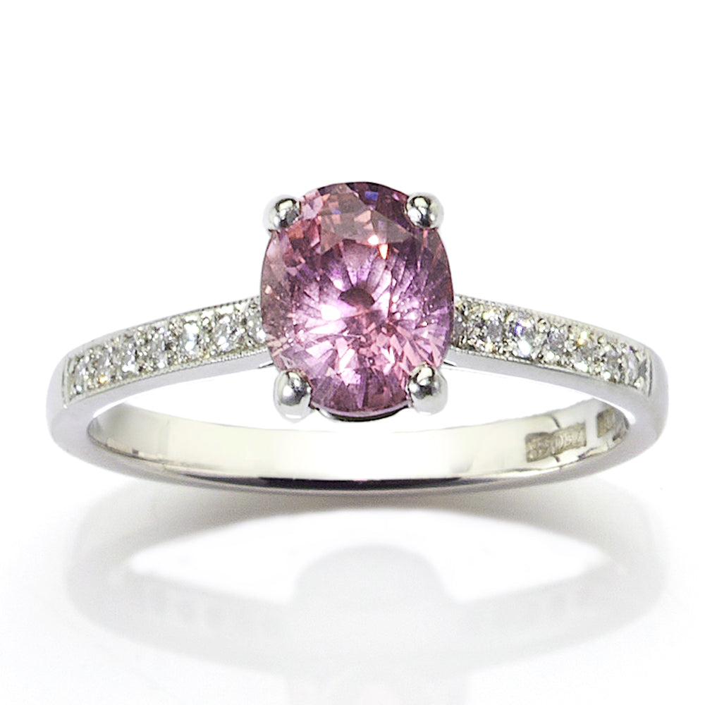 1.72ct Purple Pink Sapphire and Diamond Ring