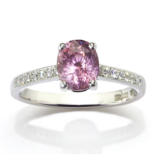 1.72ct Purple Pink Sapphire and Diamond Ring