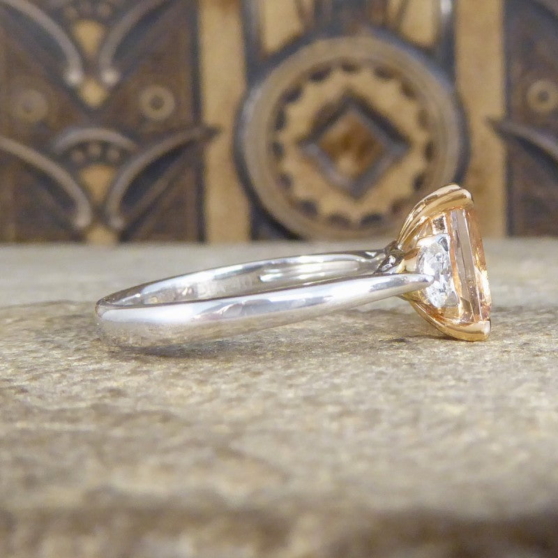 1.75ct Pink Morganite and Diamond Three Stone Ring