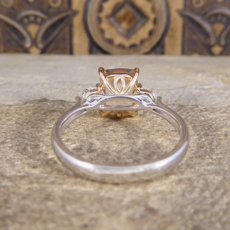 1.75ct Pink Morganite and Diamond Three Stone Ring