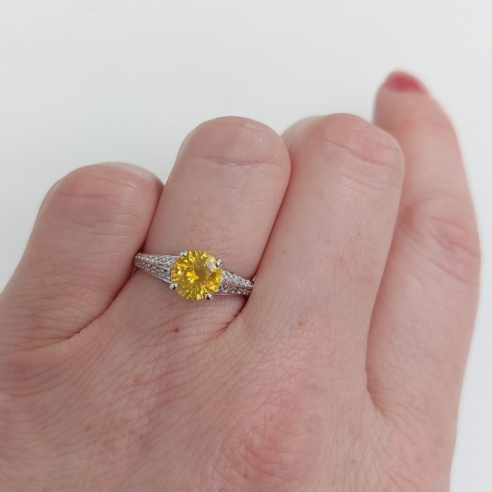 1.80ct Yellow Sapphire and Diamond Solitaire Ring