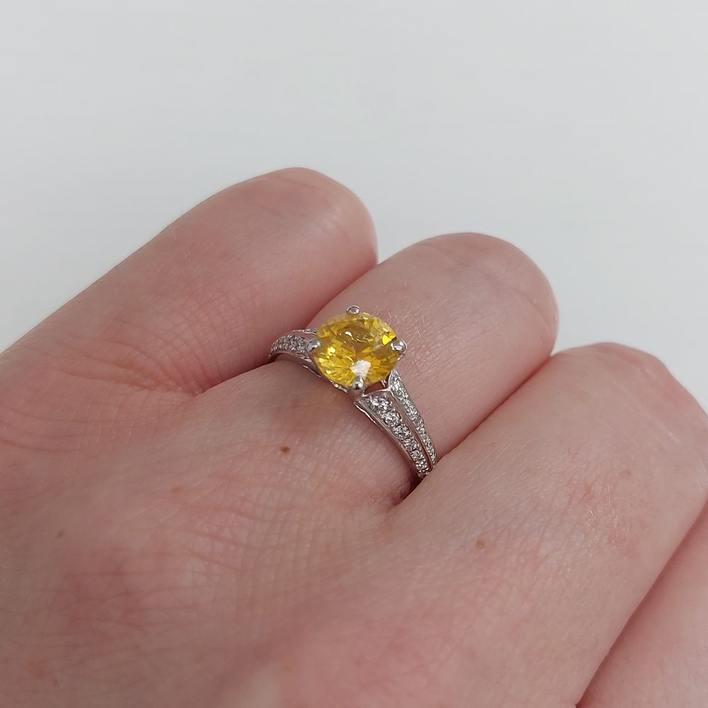 1.80ct Yellow Sapphire and Diamond Solitaire Ring