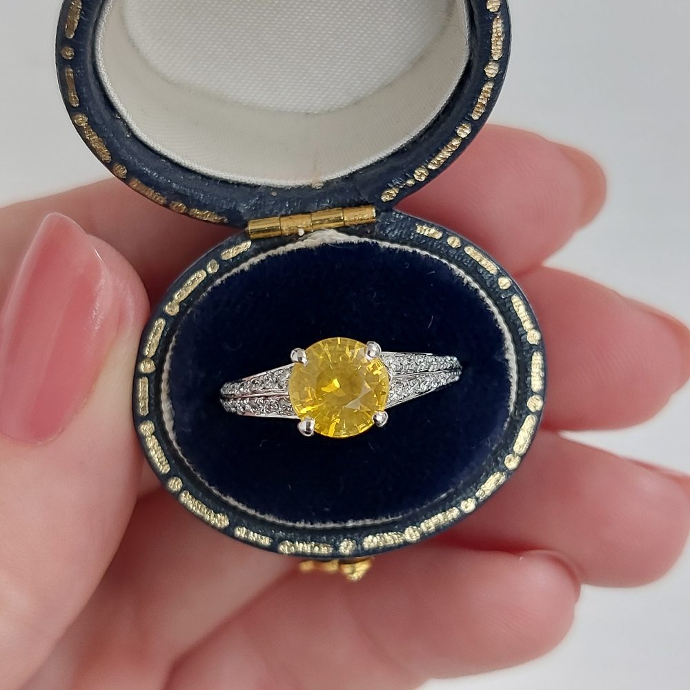 1.80ct Yellow Sapphire and Diamond Solitaire Ring