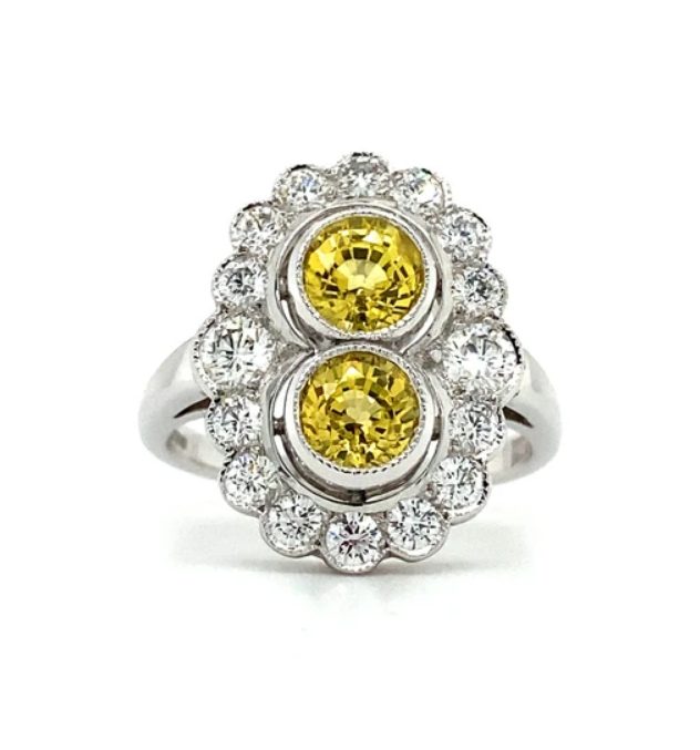 1.82ct Yellow Sapphire And Diamond Cluster Ring