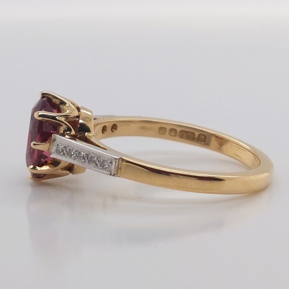1.83ct Red Spinel Ring with Diamond Set Shoulers