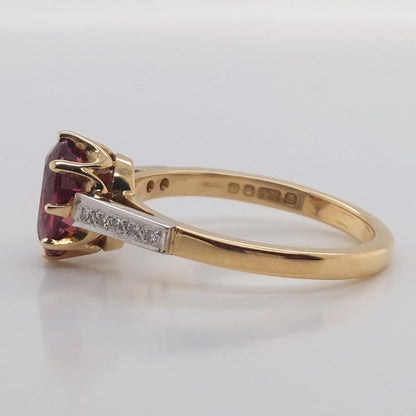 1.83ct Red Spinel Ring with Diamond Set Shoulers