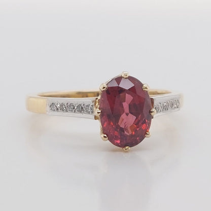 1.83ct Red Spinel Ring with Diamond Set Shoulers