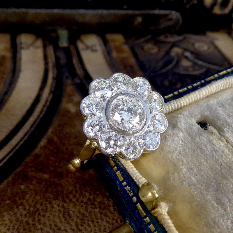1.85ct Diamond Daisy Halo Cluster Ring