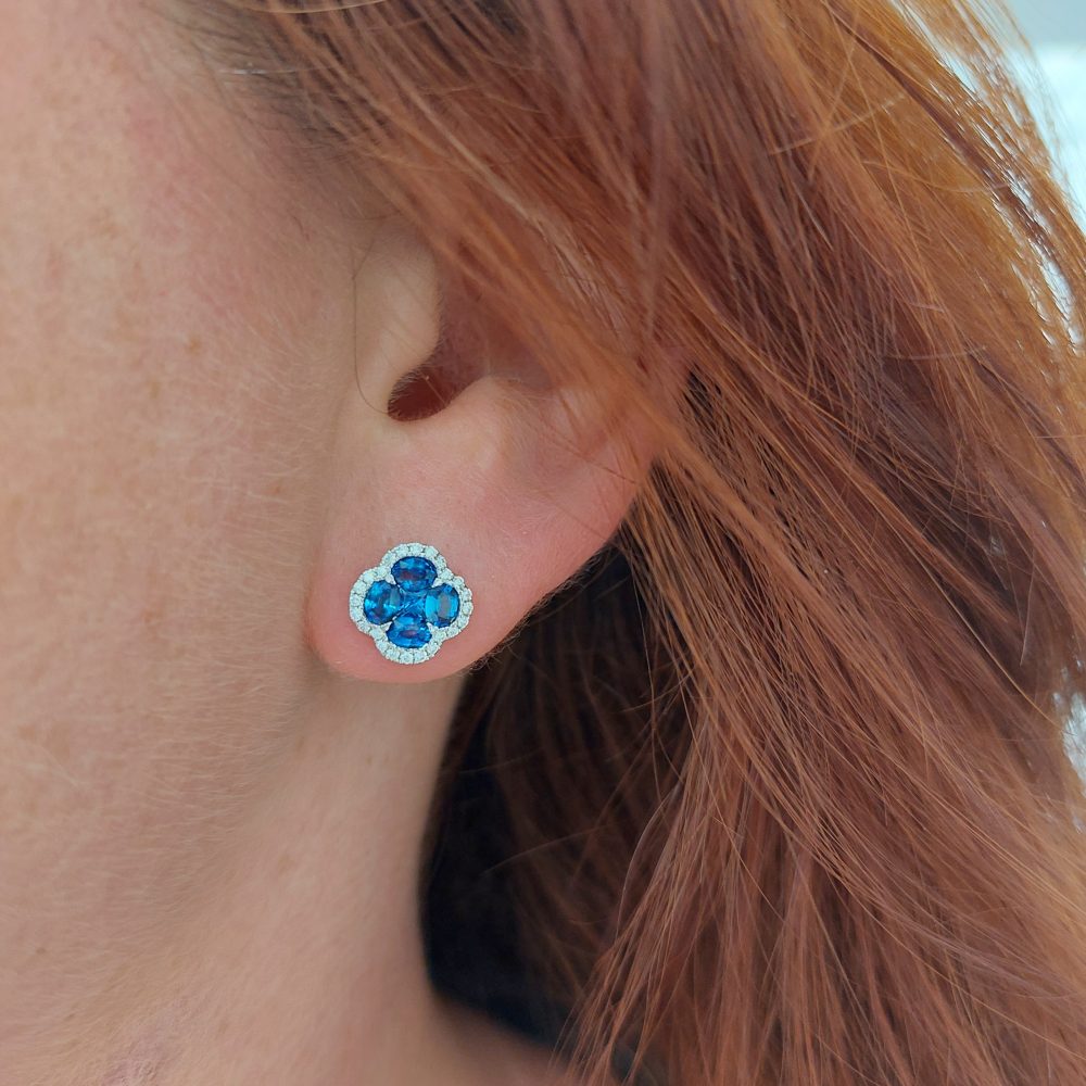 1.88ct Sapphire and Diamond Cluster Stud Earrings