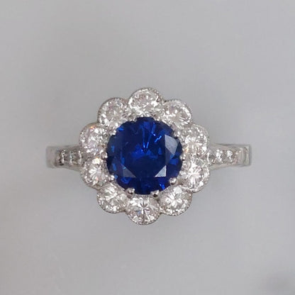 1.90ct Sapphire and Diamond Daisy Cluster Ring