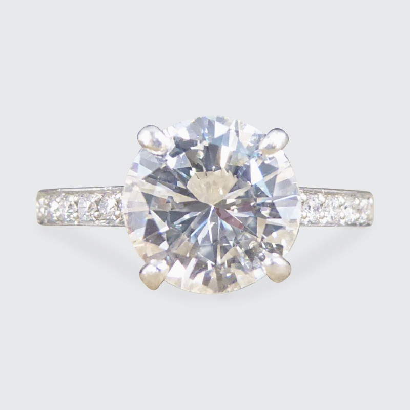 1.91ct Brilliant Cut Diamond Solitaire Ring with Diamond Shoulders