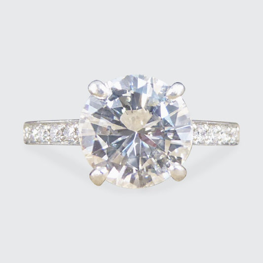 1.91ct Brilliant Cut Diamond Solitaire Ring with Diamond Shoulders