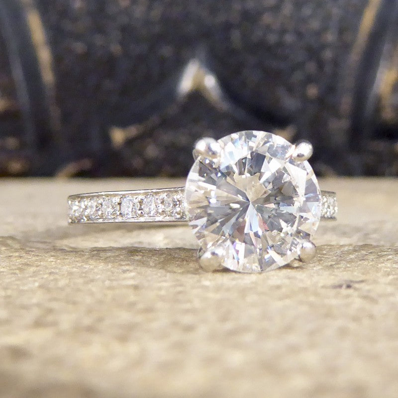 1.91ct Brilliant Cut Diamond Solitaire Ring with Diamond Shoulders