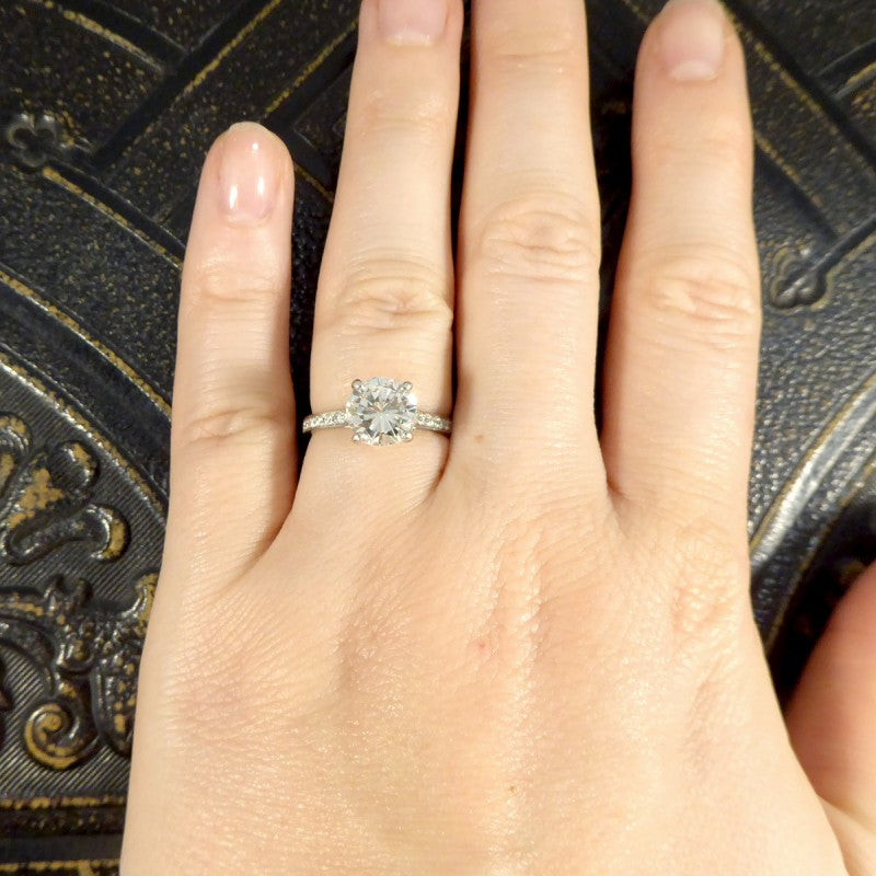 1.91ct Brilliant Cut Diamond Solitaire Ring with Diamond Shoulders