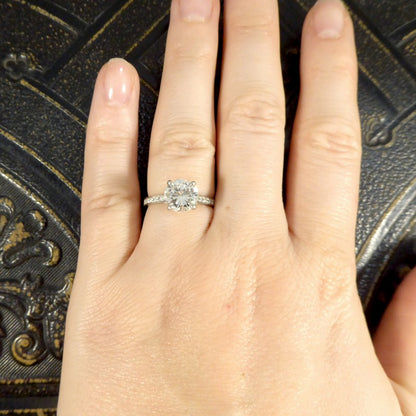 1.91ct Brilliant Cut Diamond Solitaire Ring with Diamond Shoulders