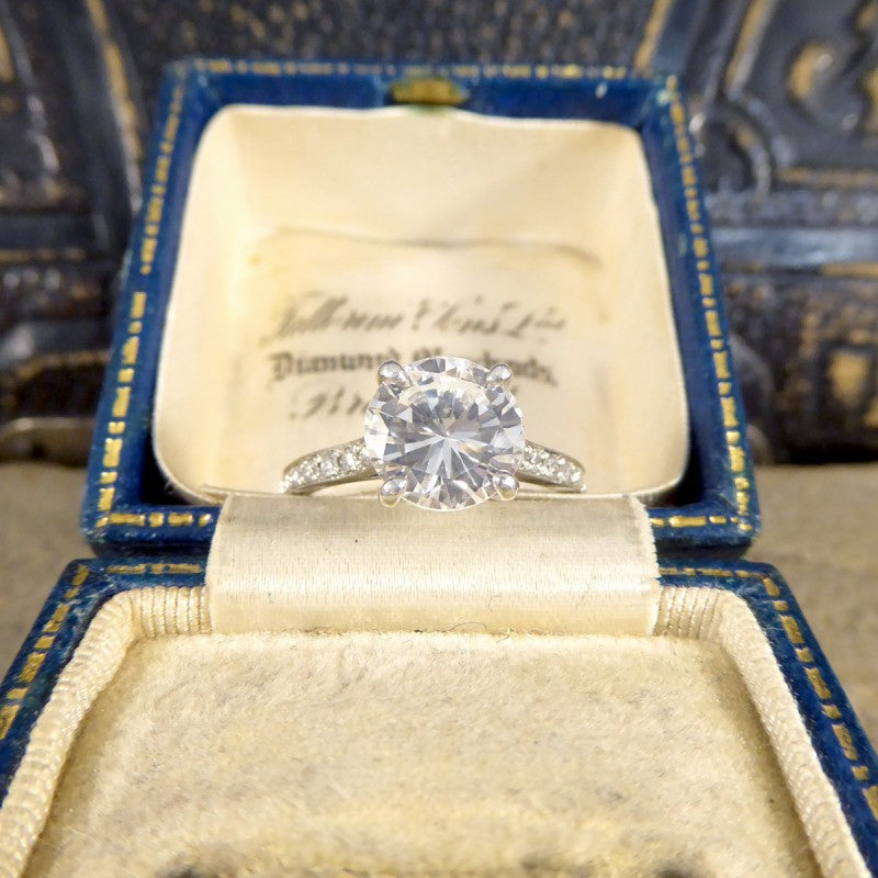 1.91ct Brilliant Cut Diamond Solitaire Ring with Diamond Shoulders