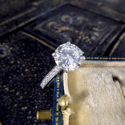 1.91ct Brilliant Cut Diamond Solitaire Ring with Diamond Shoulders