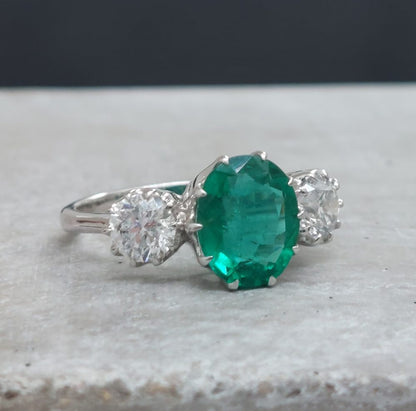 1.95ct Oval Emerald and Diamond Ring
