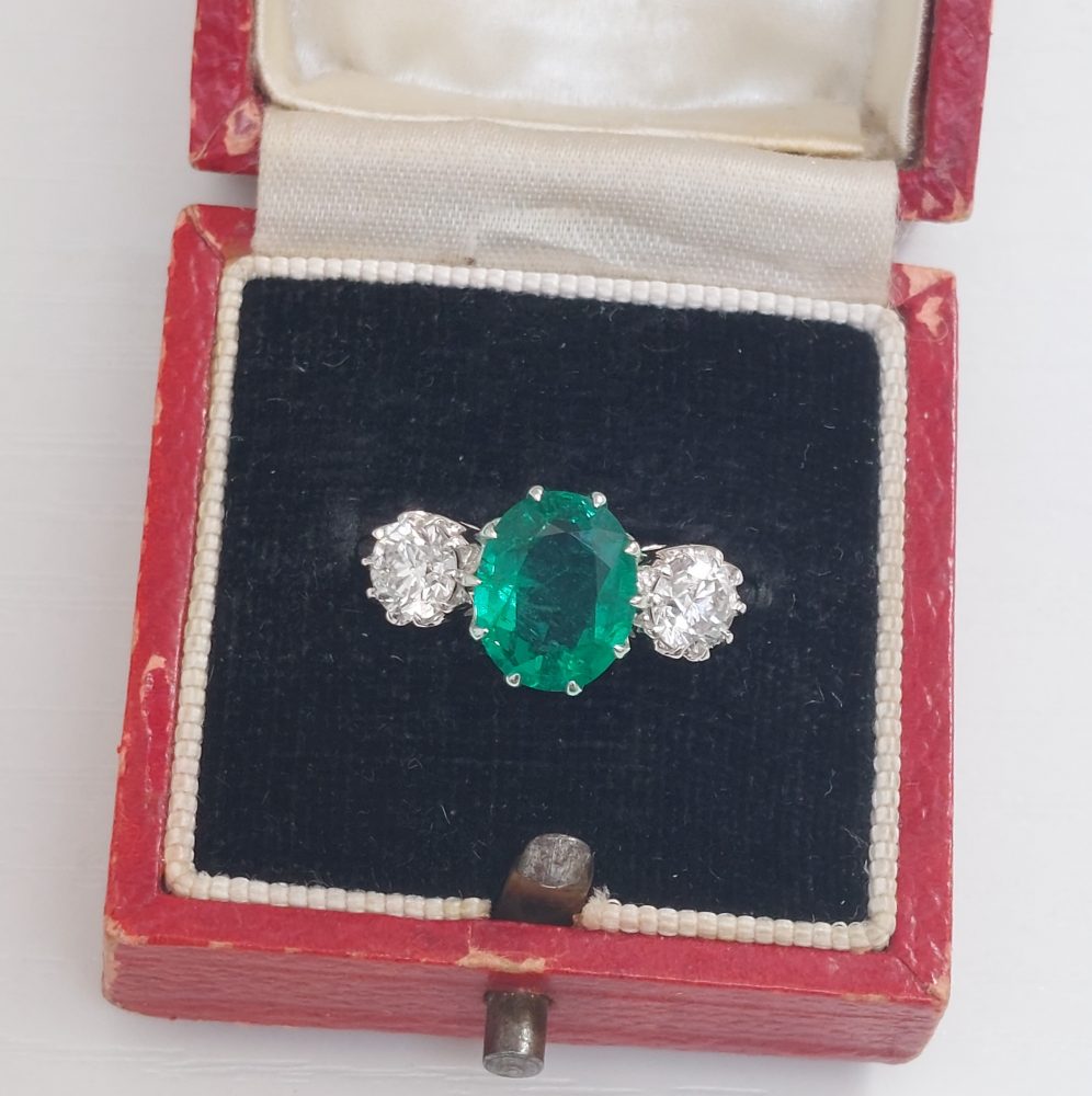 1.95ct Oval Emerald and Diamond Ring