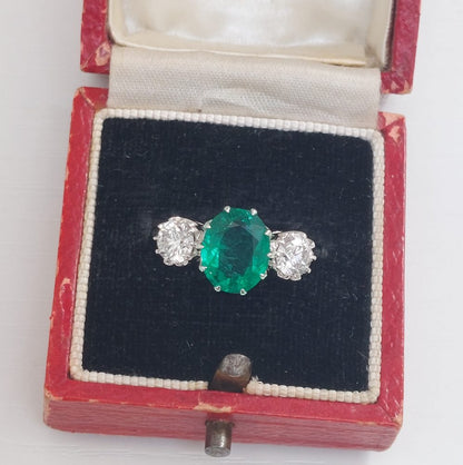 1.95ct Oval Emerald and Diamond Ring