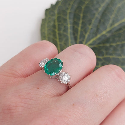 1.95ct Oval Emerald and Diamond Ring