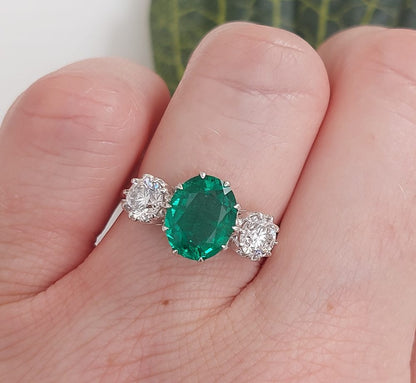 1.95ct Oval Emerald and Diamond Ring