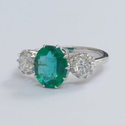 1.95ct Oval Emerald and Diamond Ring
