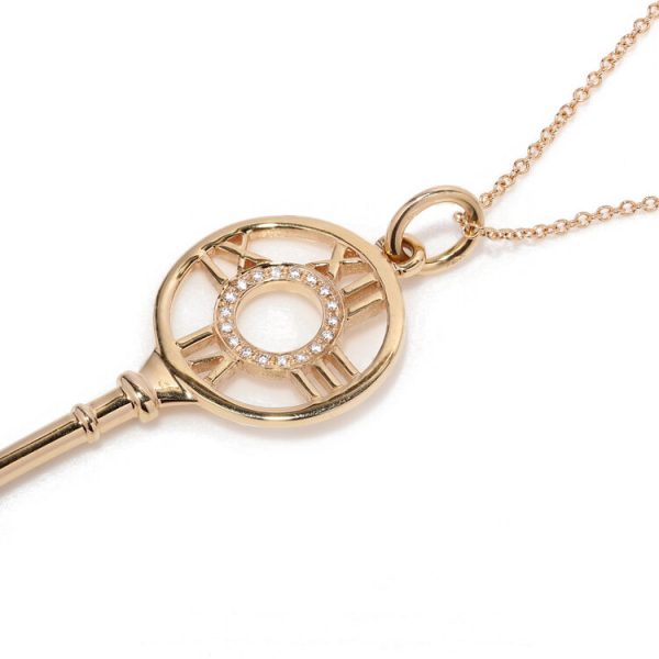 Tiffany and Co 18ct Gold and Diamond Atlas Key Pendant with Chain